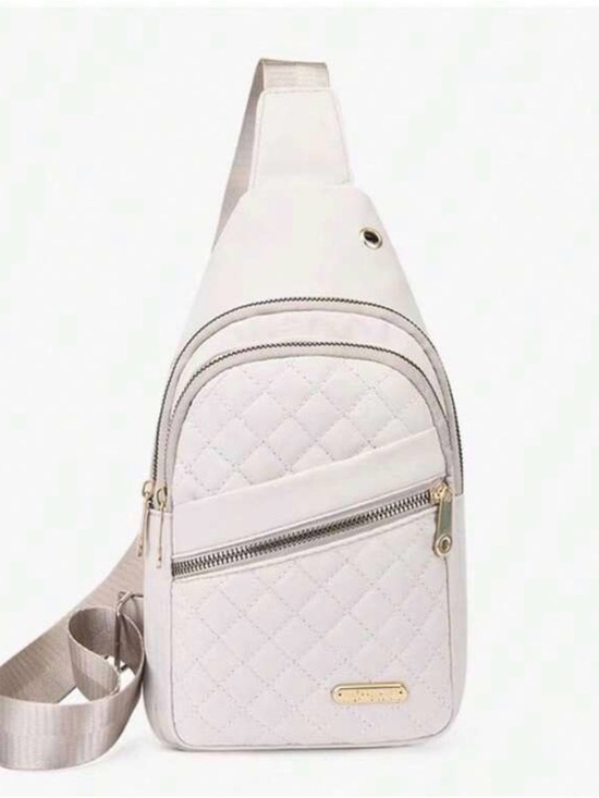 Handbags - Quilted White Sling Crossbody Bag - Women's Fashion